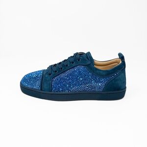 Christian Louboutin Louis Junior Strass Low-Top Sneakers Crystal Teal Size 39 EU